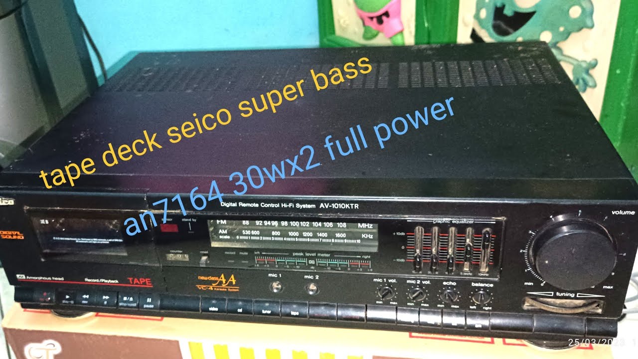 review tape deck seico an7164 stereo super bass YouTube