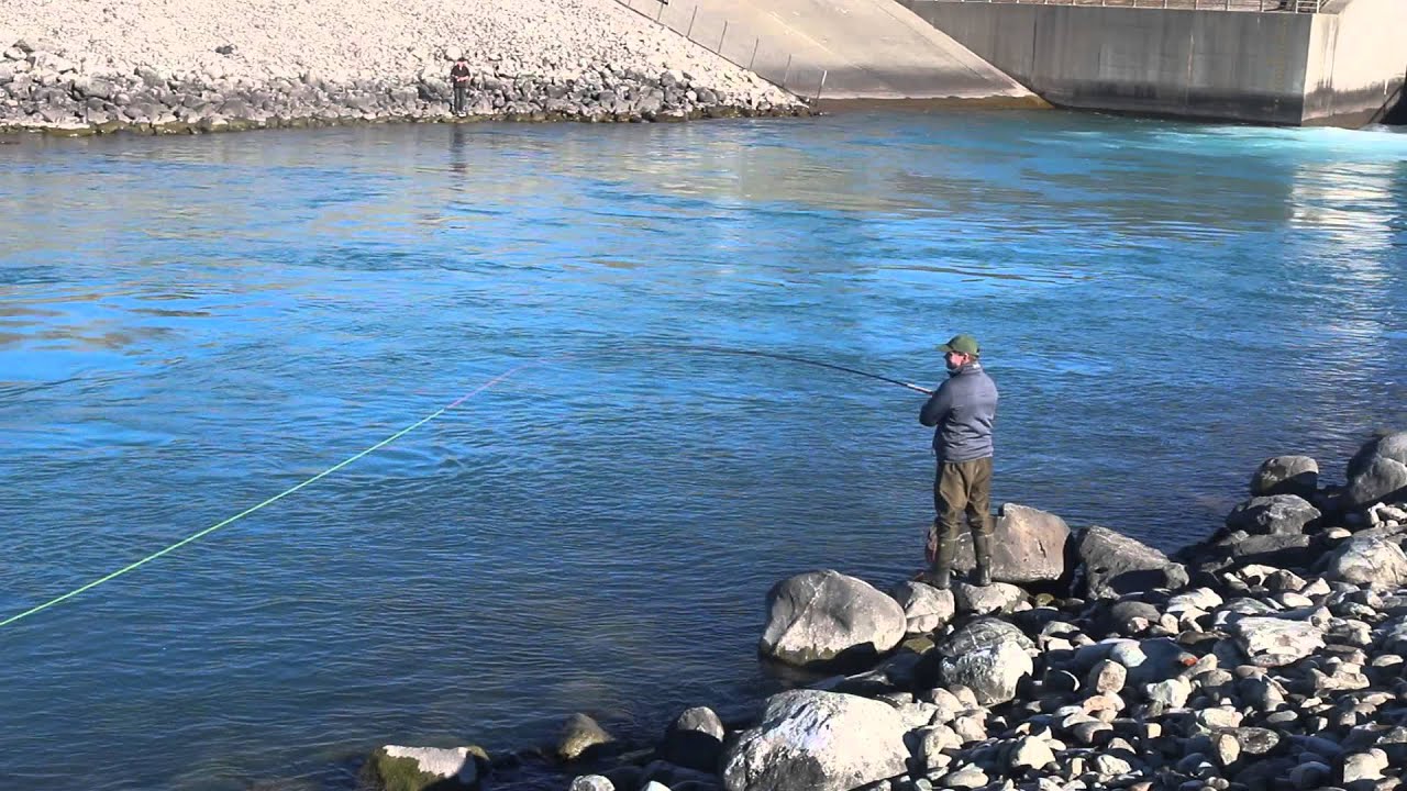 Roll casting technique on the Ohau A channel by Lindsay from