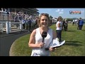 Hayley moore  at the races presenter amazingly catches loose horse