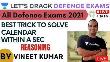 Best Trick to Solve Calendar Within a Sec | Reasoning | Target AFCAT/CDS (I) 2021 |  Vineet Kumar
