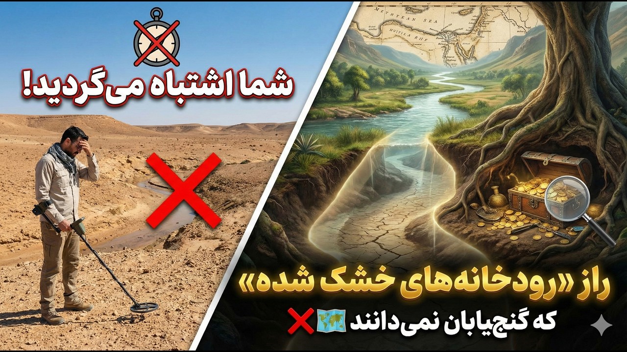 شما اشتباه می‌گردید! راز «رودخانه‌های خشک شده» که گنج‌یابان نمی‌دانند ❌🗺️