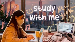 📚 1 HOUR STUDY WITH ME | New York City River View with floating boats 🛳 | Chill Jazz Café Music 🎵