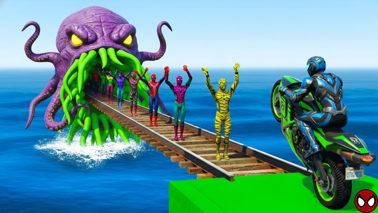 SPIDER-MAN against RUMI Ride on Motorcycle STUNT FUNNY MOMENTS | GTA 5 MULTIVERSE