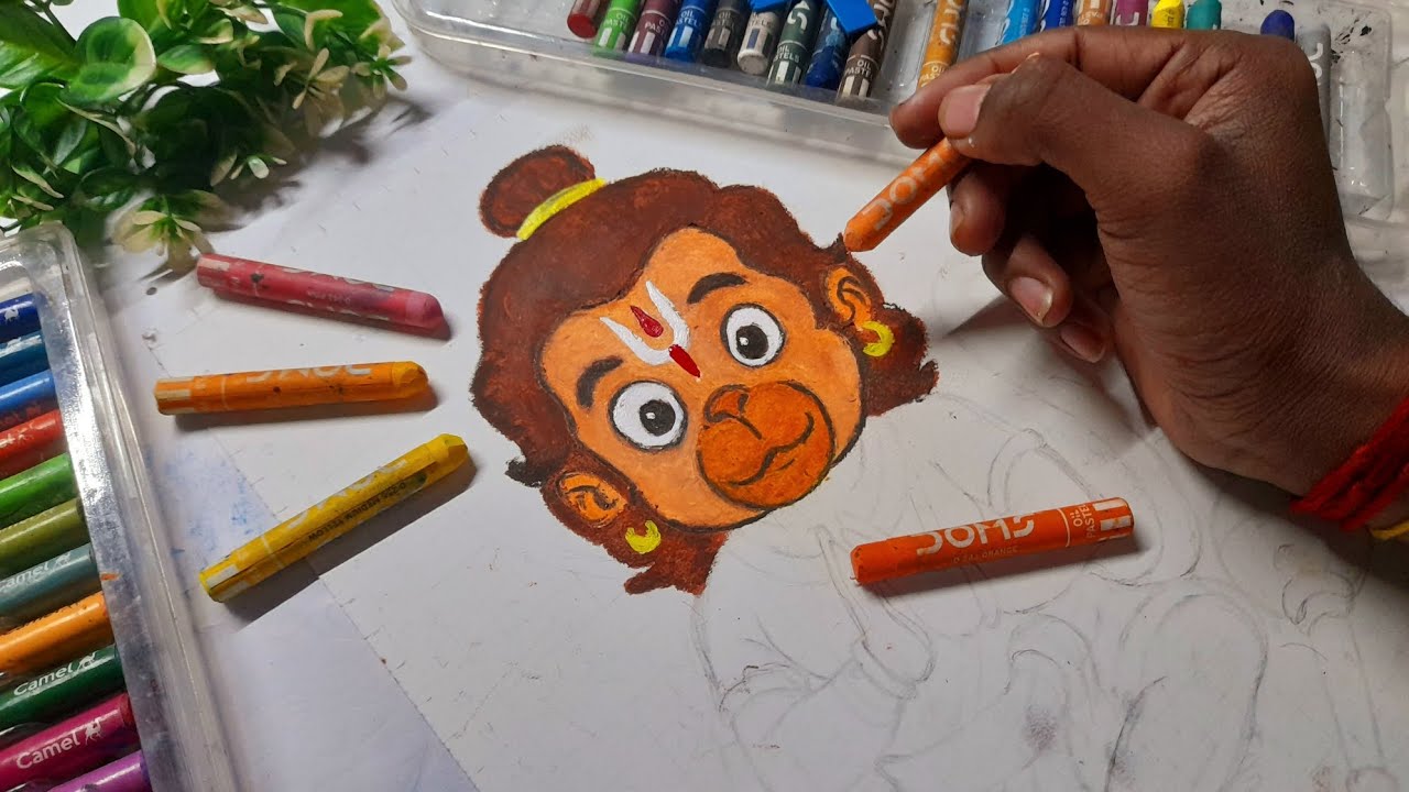 Little Hanuman drawing /face colouring tutorial /step by step colouring tutorial 💗
