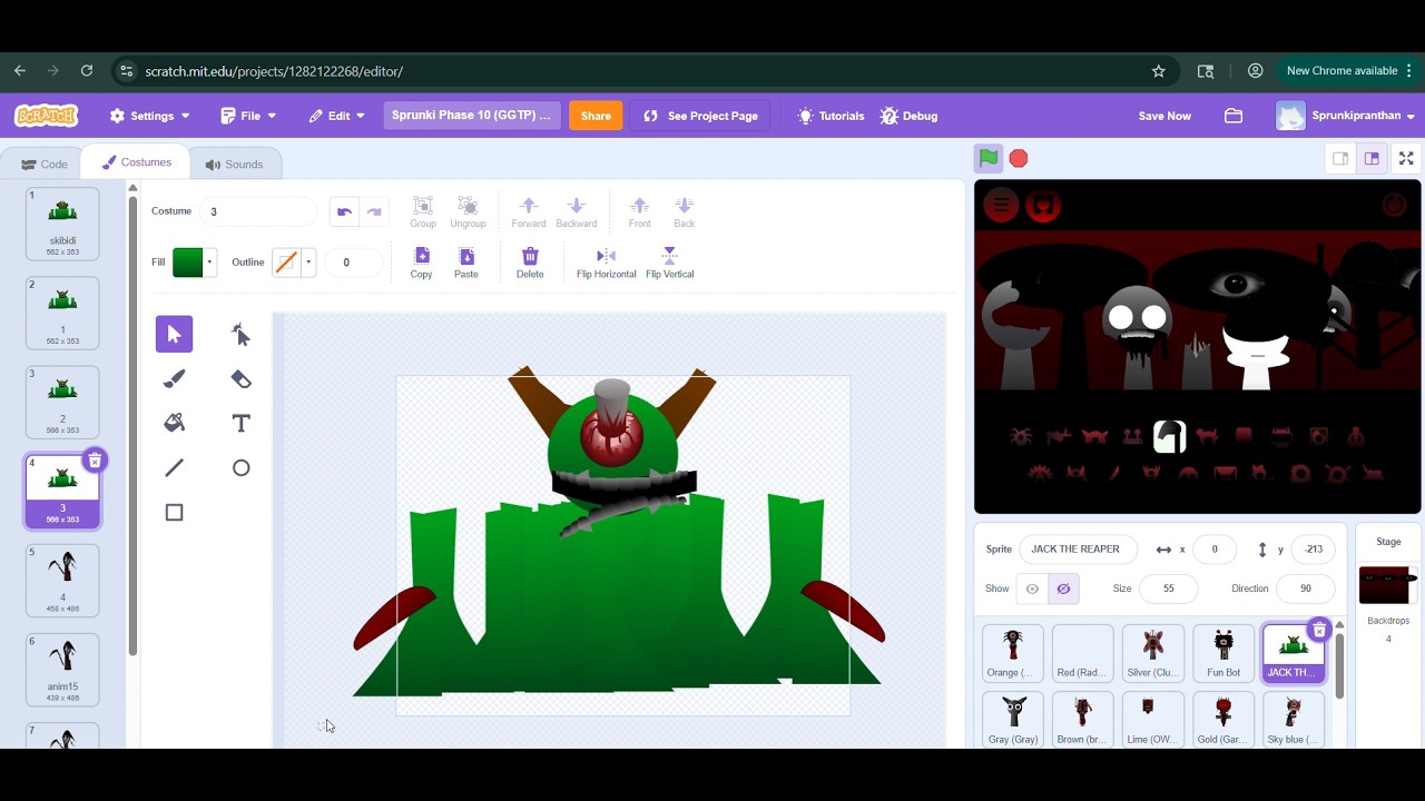 How to make Sprunki phase 10 on scratch part 5   doing the sounds and costumes of veneria