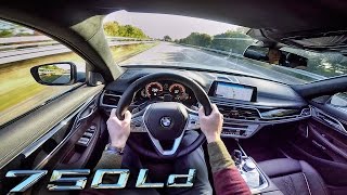 BMW 750d 2017 ACCELERATION & TOP SPEED Xdrive POV AutoBahn Test Drive