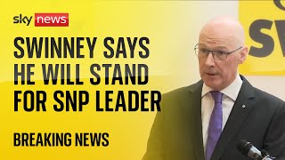SNP: John Swinney announces bid to succeed Humza Yousaf as Scotland's first minister