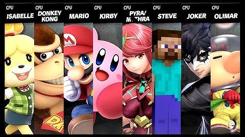 Isabelle VS Donkey Kong VS Mario VS Kirby VS Pyra Mythra VS Steve VS Joker VS Olimar Smash Ultimate