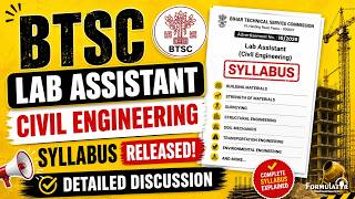BTSC Lab Assistant Official Syllabus Out II Civil Engineering Detailed Analysis