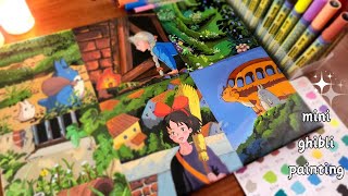 🌿Mini Ghibli Paintings on Canvas | Anime painting ft. Arrtx Acrylic Markers | Unboxing Markers