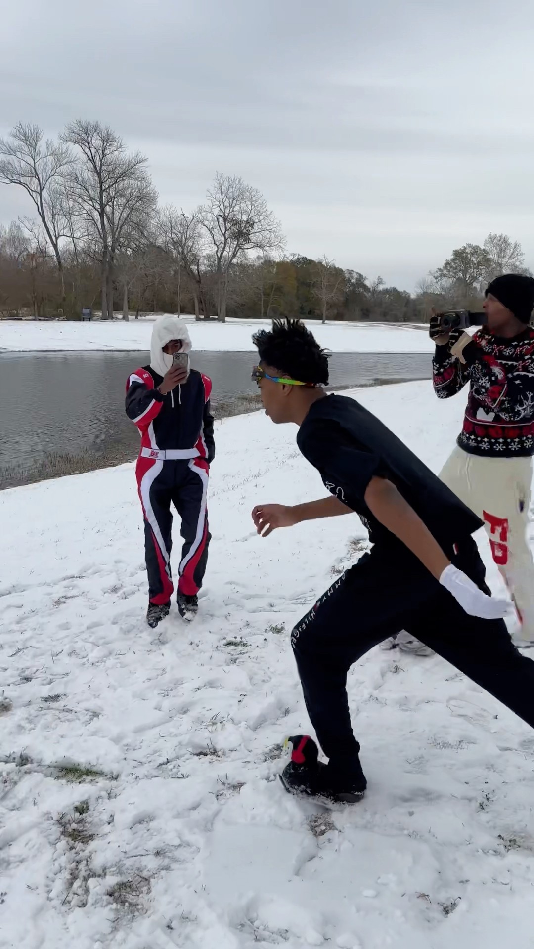 Demond jumped in lake during snow storm #shorts