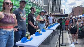 Day 2, Round 1 of Pickle Juice Drinking Competition from #picklesburgh