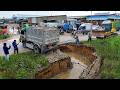 Wisely Bests! Overland Small Vehicle Process​​ At Back​ Pond Filling Level Up &amp; KOMATSU D61Px Dozern
