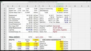 DRAFT SURVEY USEFUL EXCEL PROGRAM