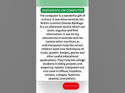 Short paragraph on Computer #Essay on Importance of Computer - YouTube