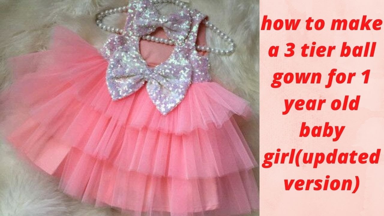 Ball gown with front cape for a 9 year old baby girl// cutting and  stitching a ball gown for kids. - YouTube