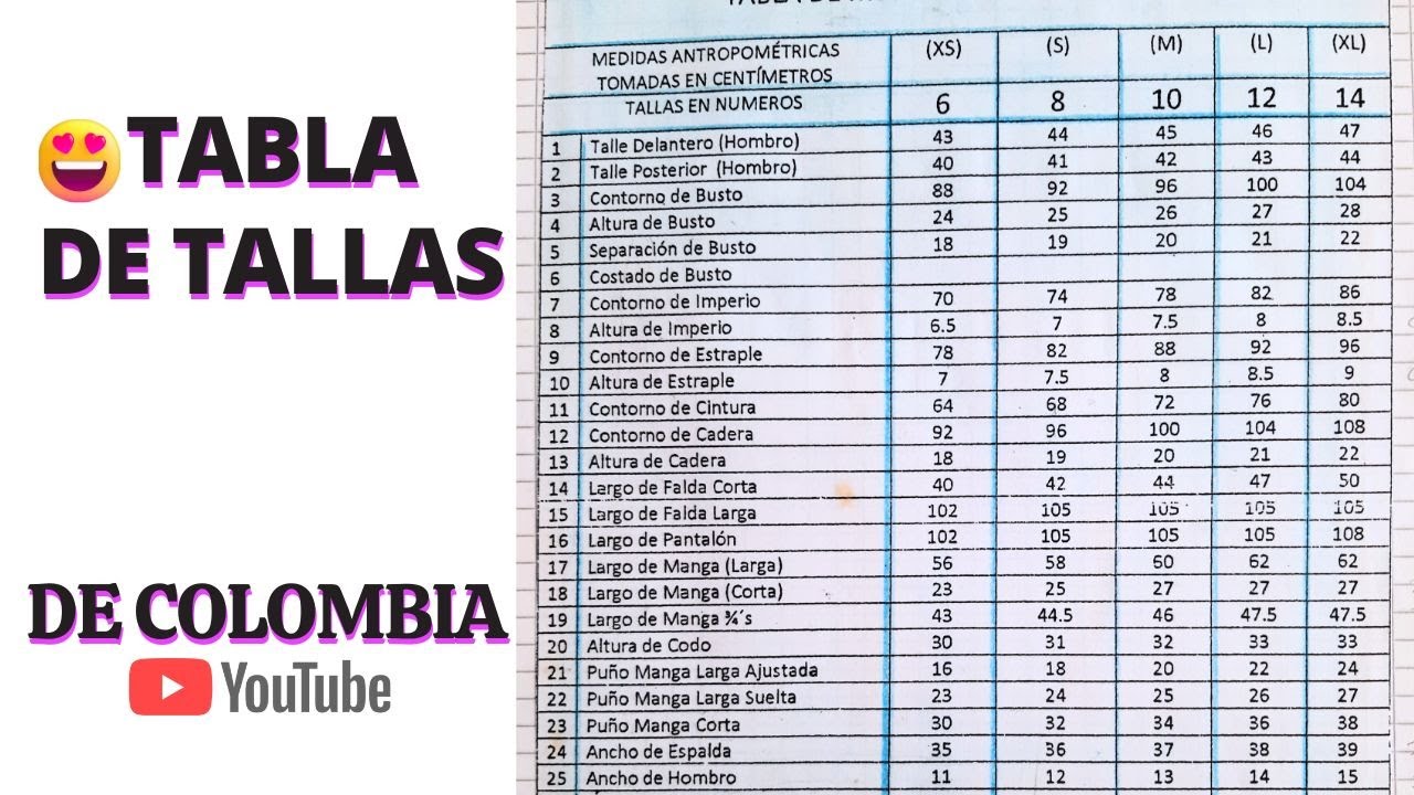 📌Tabla TALLAS o MEDIAS de para MUJERES✓: (Tallaje femenino) para: vestidos, pantalones.. - YouTube