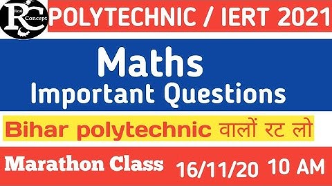 Maths Very Important Questions For  Bihar Polytechnic 2020.