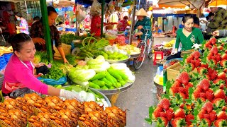 Best Vietnam street food Morning Market Tour//Tropical fruit paradise; vegetable; meat, ...ENJOY