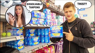 Asking My Boyfriend To Buy A FEMININE PRODUCT That Doesn't Exist...**PRANK**