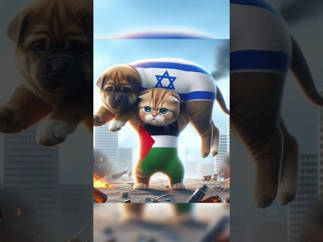 KUCING PALESTINA MENOLONG ANJING NEGARA NON MUSLIM #shorts #kucing #animation class=