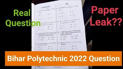 Bihar Polytechnic 2022 answer key | Bihar Polytechnic questions paper 2022 with answer viral paper