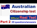 Australian Citizenship Quiz Part 2 | AUSTRALIA OFFICIAL 20 TEST QUESTIONS & ANSWERS.