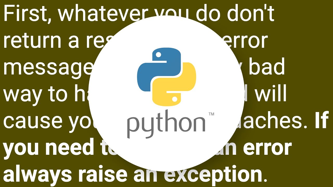 Python While Not Success Best practice in python for return value on error vs. success - YouTube