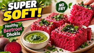 बिना तले इतना Soft Dhokla! 😍 Healthy Beetroot Dhokla | No-Fry Breakfast Recipe screenshot 3