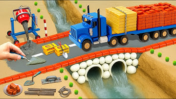 DIY Mini Tractor Science Project Builds a Concrete Bridge for Heavy Trucks After the Accident
