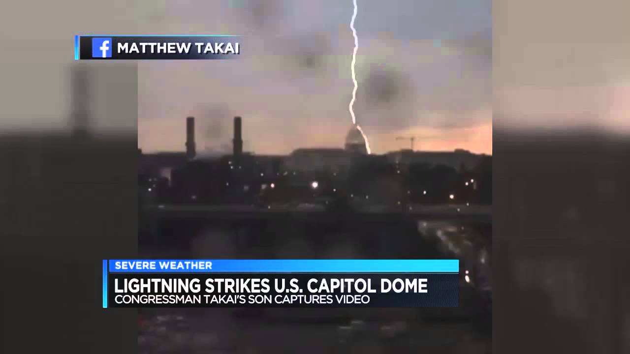 Lightning strikes the Capitol Dome Courtesy Matthew Takai YouTube
