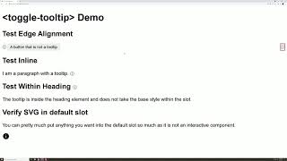 toggle tooltip web component JAWS 2020 assistive technology test