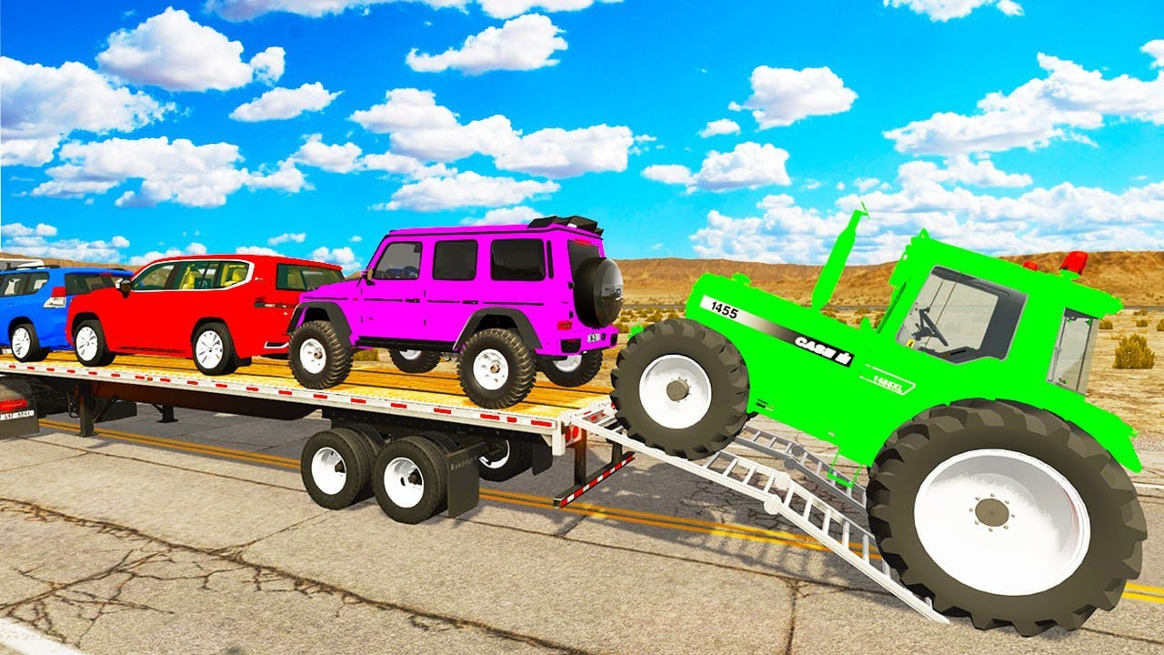 Flatbed Truck McQueen | Transportation with Truck - Pothole vs Car # | BeamNG.Drive Gameplay