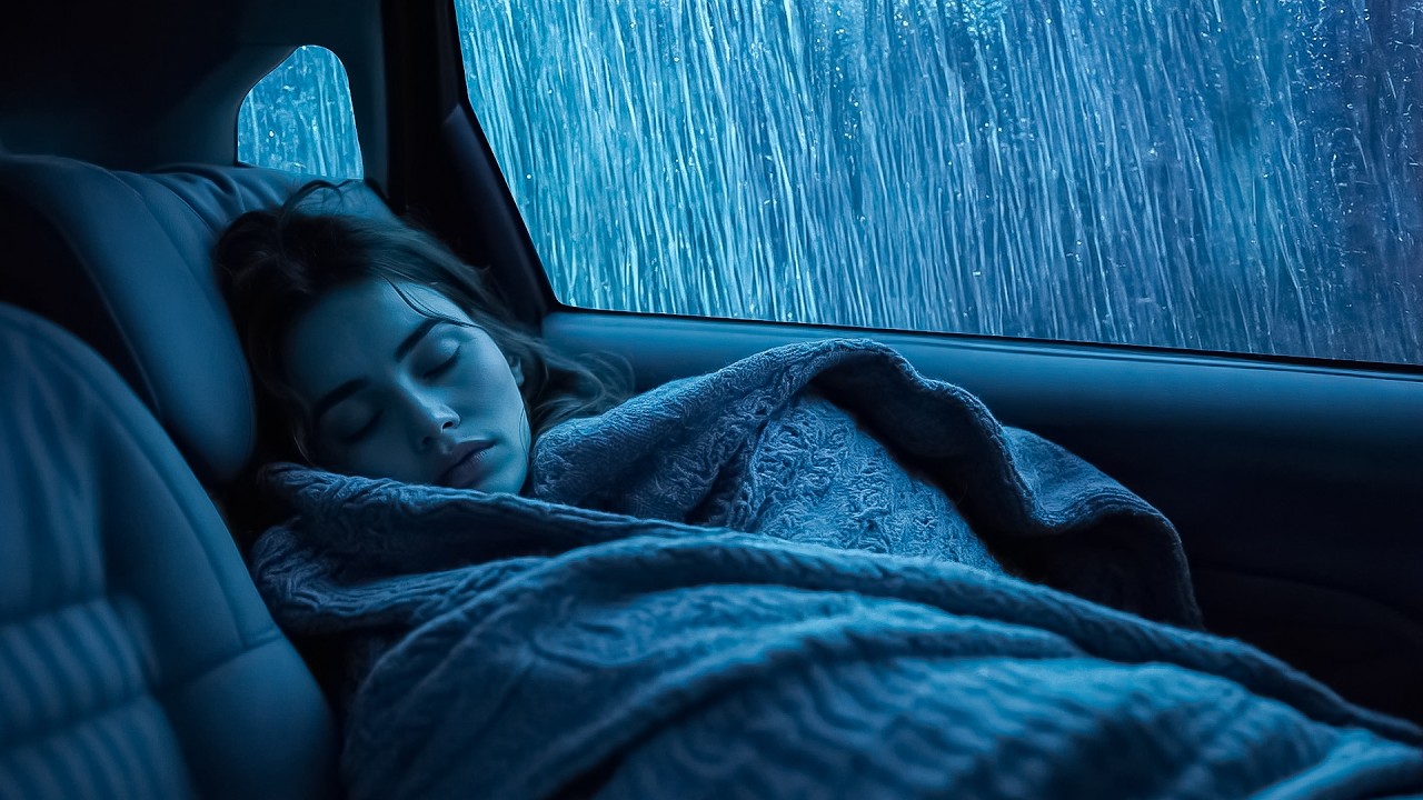 Supere o Estresse: Chuva Pesada e Trovões no Carro Durante Tempestade no Vale à Noite