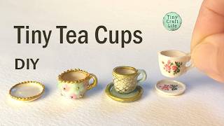 Teeny TINY Tea Cups In Miniature Made With PAPER Clay #PorcelainTeaSet #ChinaPantry