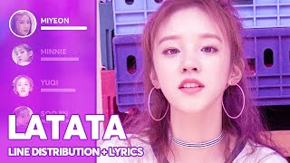 (G)I-DLE - LATATA (Line Distribution   Lyrics Color Coded) PATREON REQUESTED