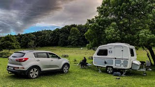 caravan camping in the deserted forest 1 night in the smallest caravan #caravancamp