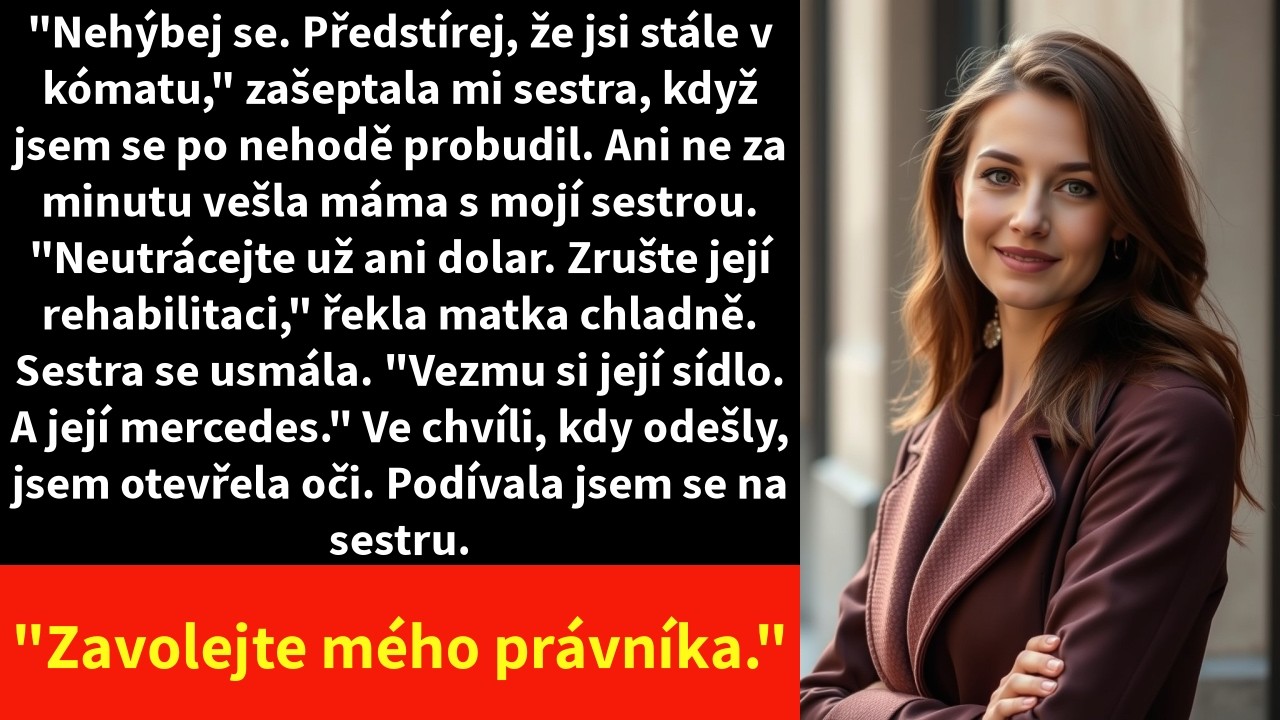 Ležela jsem ochrnutá na nemocničním lůžku, když jsem slyšela vlastní matku říkat: „Zrušte její rehabilitaci. Jakmile ji prohlásí za zeleninu, převezmeme všechno." Moje sestra si k tomu přidala můj...