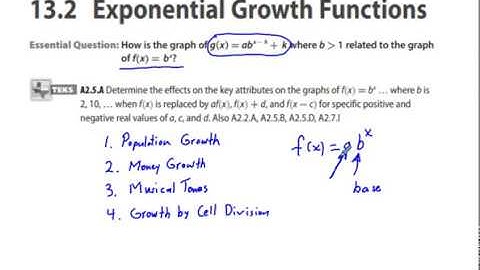 Algebra 2 Chapter 13.2 Exponential Growth Functions