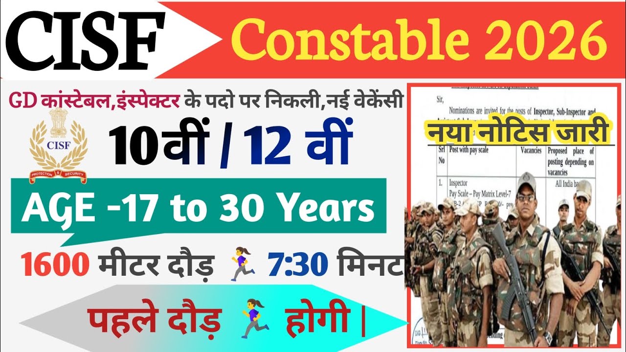 CISF Rally Recruitment 2025 Notification | CISF New Vacancy 2025 | Bharti February Jobs 2025 | 10th