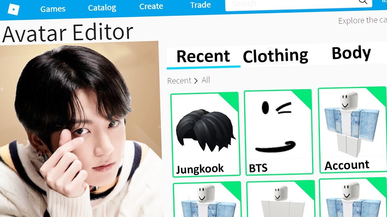 Making Jungkook A Roblox Account Bts Youtube - bts roblox avatar