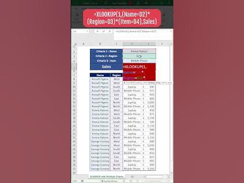 Master Excel's XLOOKUP Function with Multiple Criteria - Step by Step
