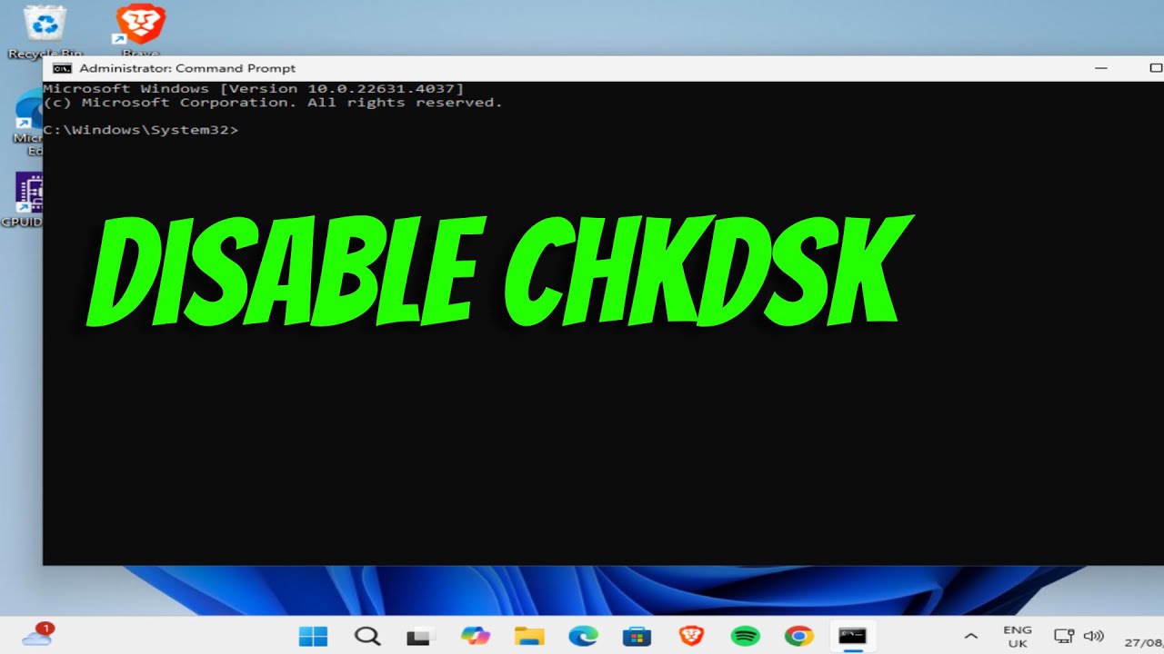 How To Disable CHKDSK On Startup
