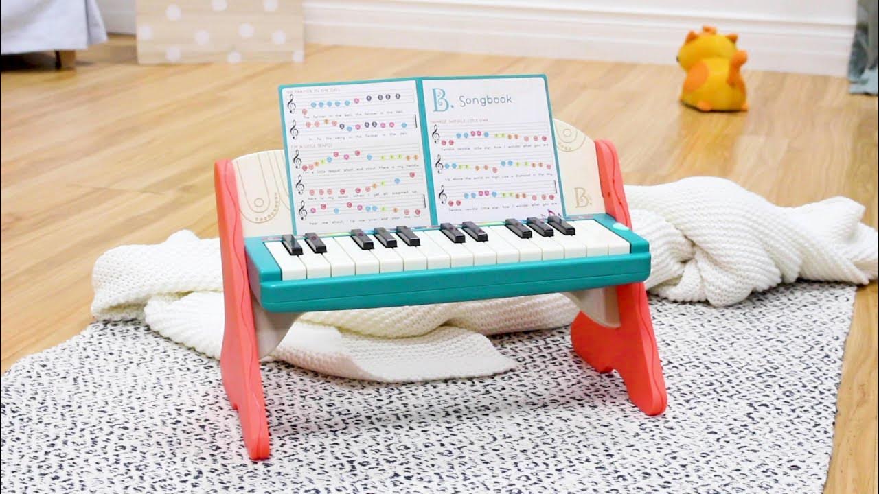 B. Toys Wooden Toddler Kids Piano Keyboard w/ Sheet Music