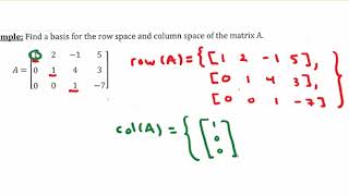 Math 230: Row Space, Column Space, and Null Space (Video 2)
