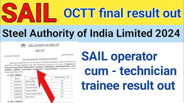 SAIL OCTT final result out | Steel Authority of India OCTT 2024 result out |