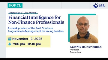 PGP YL Masterclass: Financial Intelligence for Non-Finance Professionals | November 13, 2025