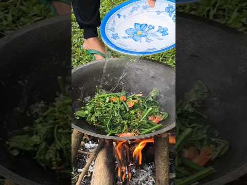 Cooking Forest Ferns and River Shrimp | Outdoor Cooking. @tropictaste-25