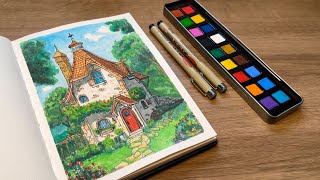 ASMR + Drawing and Watercolor Painting +Relaxing Art🍃