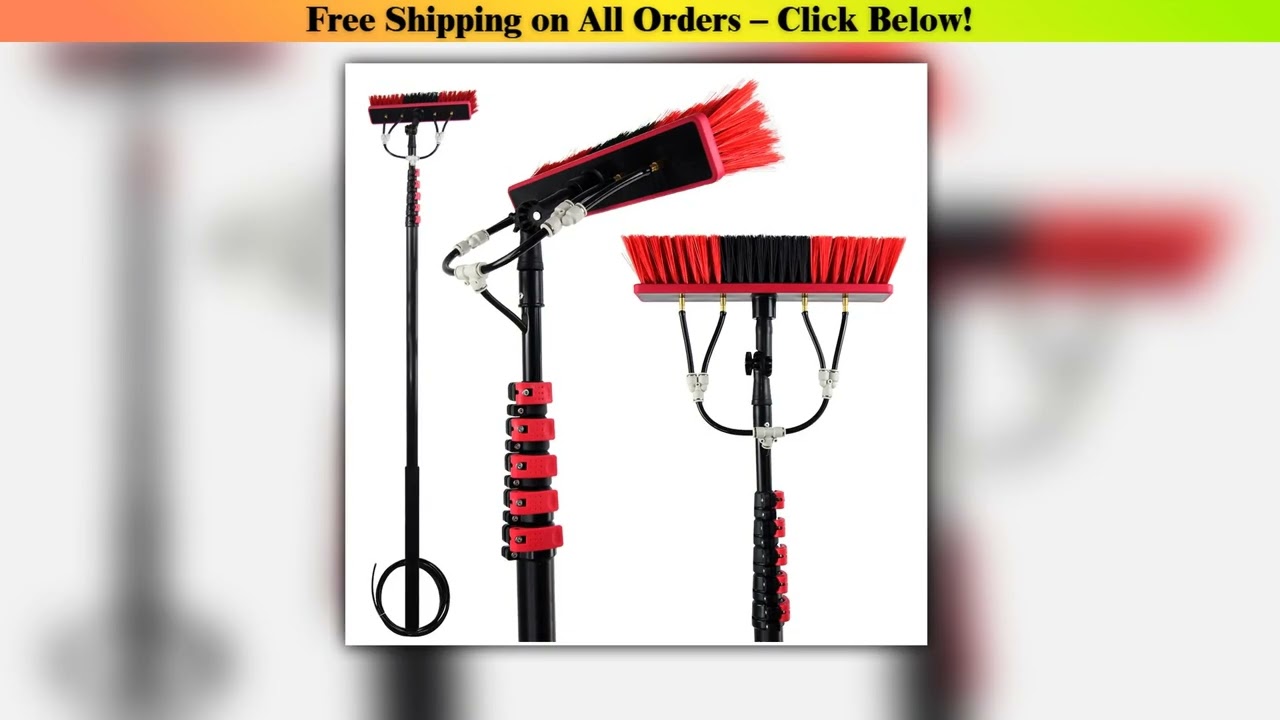 Water Fed Telescopic Pole Telesbrush for Window Solar Photovoltaic Panel Clean Rotatable Wash